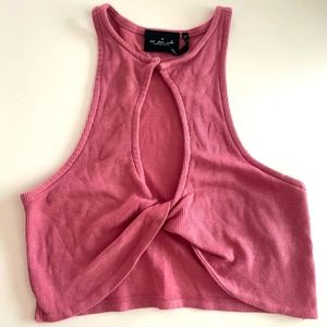 Urban Outfitters Out From Under Twist Front Cropped Tank top Mauve pink keyhole